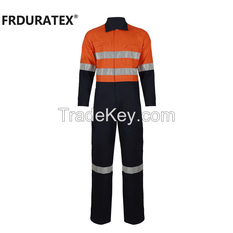 Wholesale orange cotton fire retardant workwear work industry construction worker coverall uniform