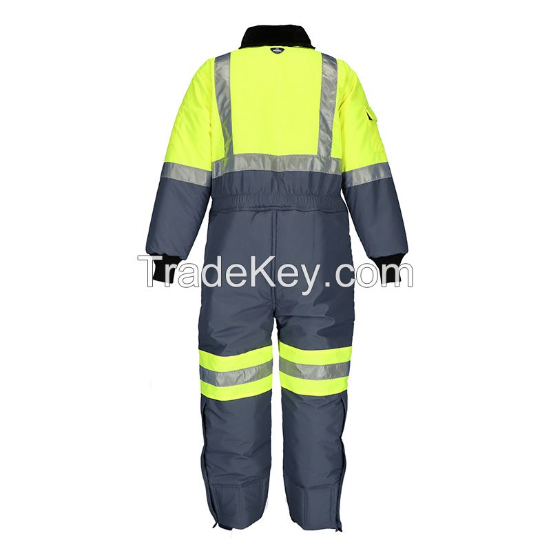 Customized men ultima coverall workwear 100% polyester industrial reflective coverall