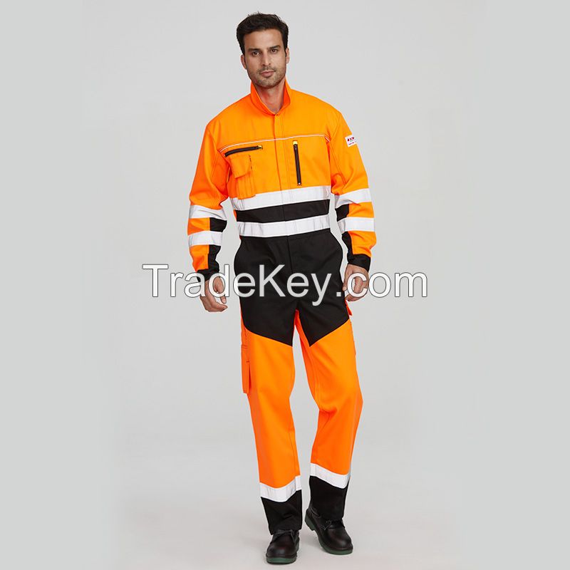 Wholesale hi vis construction workers overall welder electrician workwear mining safety uniform for workers