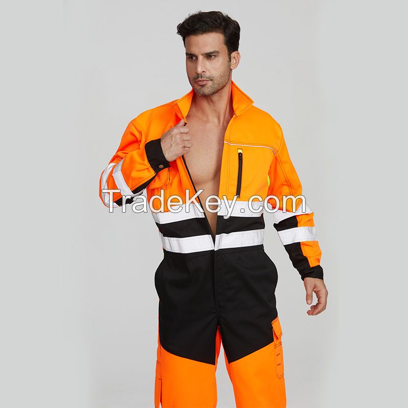 Wholesale hi vis construction workers overall welder electrician workwear mining safety uniform for workers