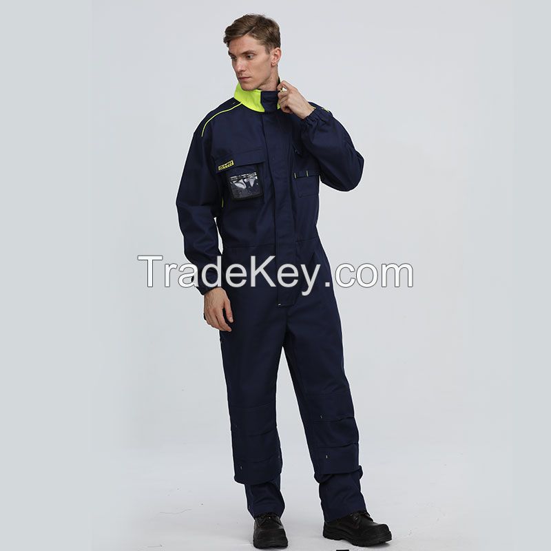 Wholesale mens 100% cotton blue working frc flame retardant mining fireproof industrial workwear coverall