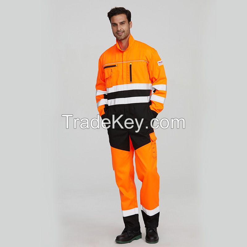 hi vis construction workers overall welder electrician workwear mining safety uniform for workers