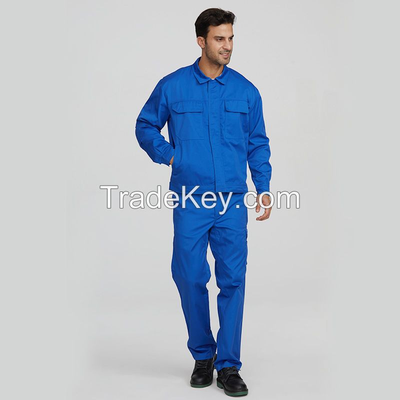 Wholesale custom industrial safety electrician uniforms construction clothing blue wear rough workwear for mining
