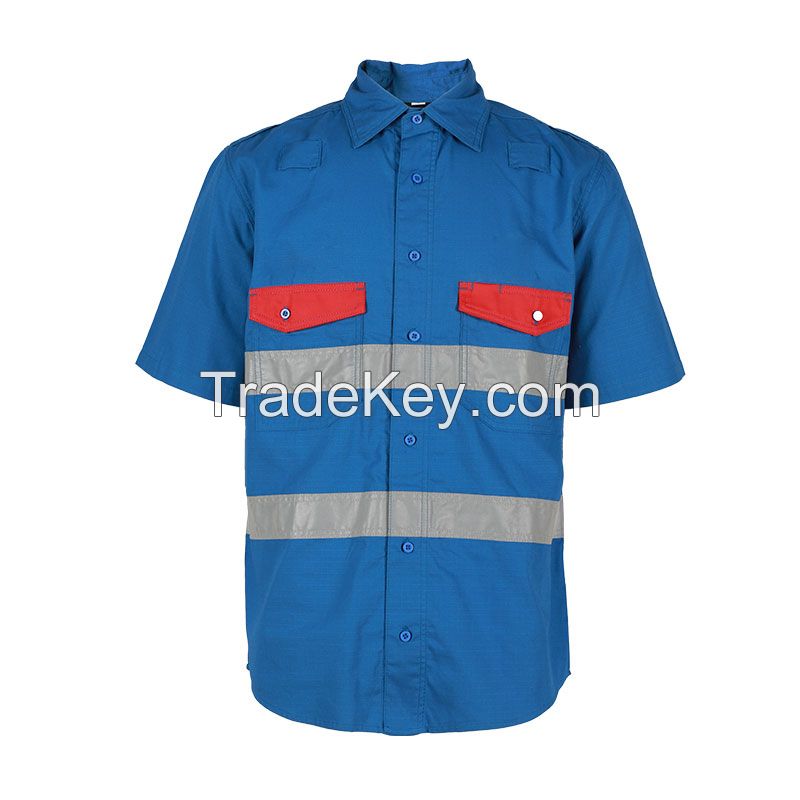 Costom construction shirts welders clothing  high visibility button workwear short shirt with reflective