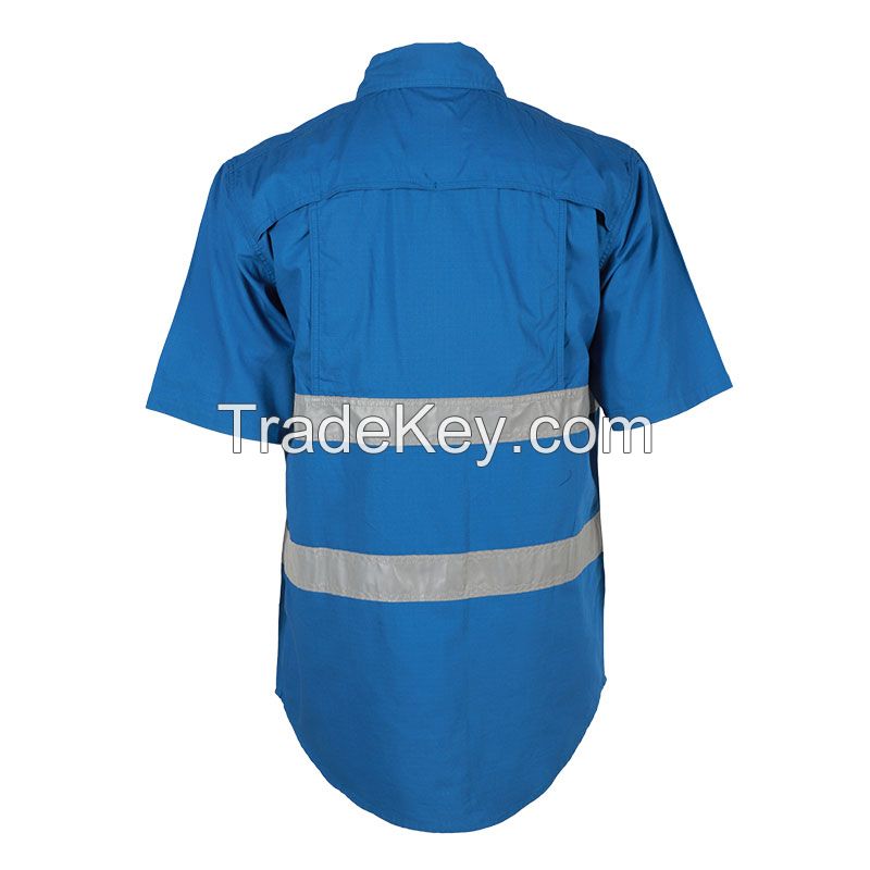 Costom construction shirts welders clothing  high visibility button workwear short shirt with reflective