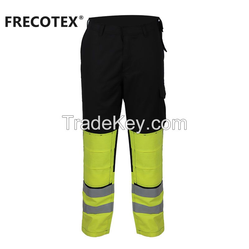 Black High Vis Multi Pocket Stretch Work Wear Welding Construction Safety Workwear Trousers