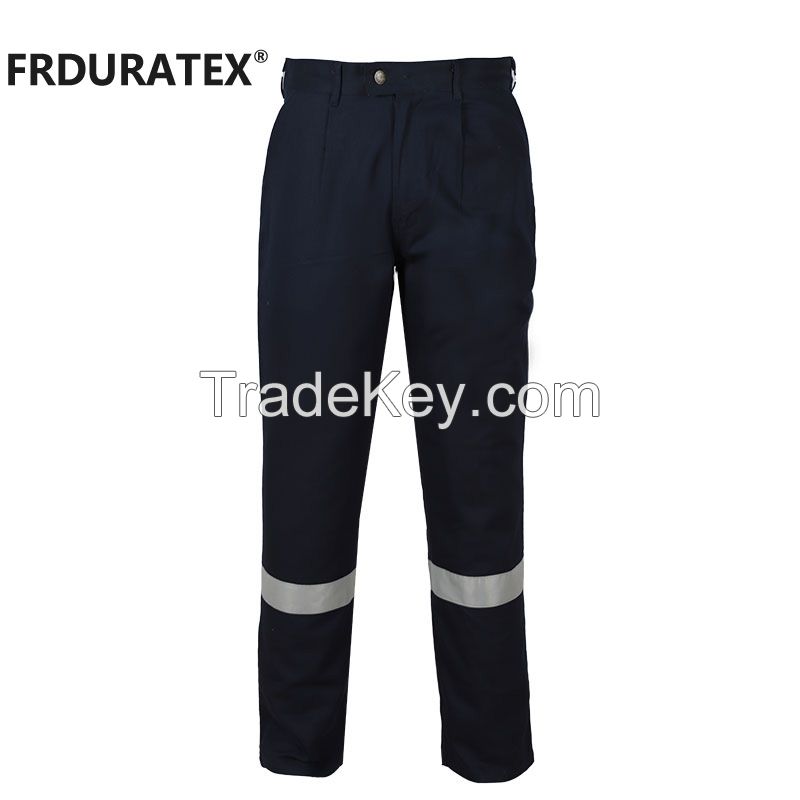mens navy blue cotton stretch work wears  reflective tape fire resistant workwear safety pants