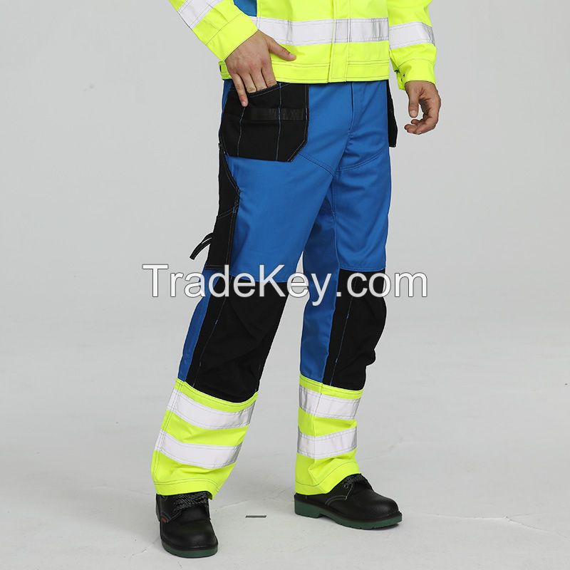 Wholesale mens cargo stretch carpenter long work construction workwear chainsaw safety pants with reflective trap