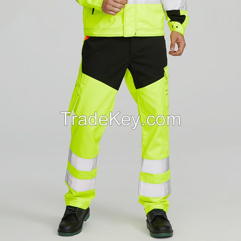 Cotton Workwear Construction Safety Work Wear Reflective Tape Multi Pocket Carpenter Pants For Men
