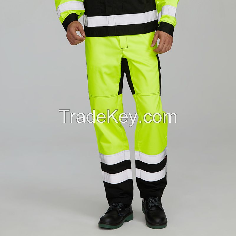 mens reflective fr work wear cargo working fireproof security welding construction pants with side pockets