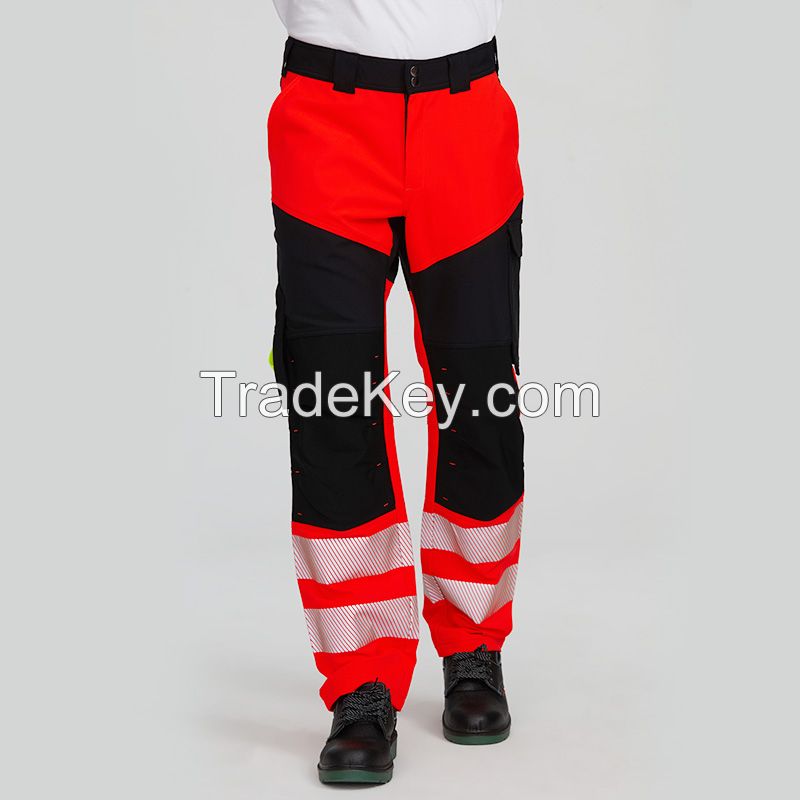 wholesales mens reflective tape workwear multi pocket safety construction stretch work security pants