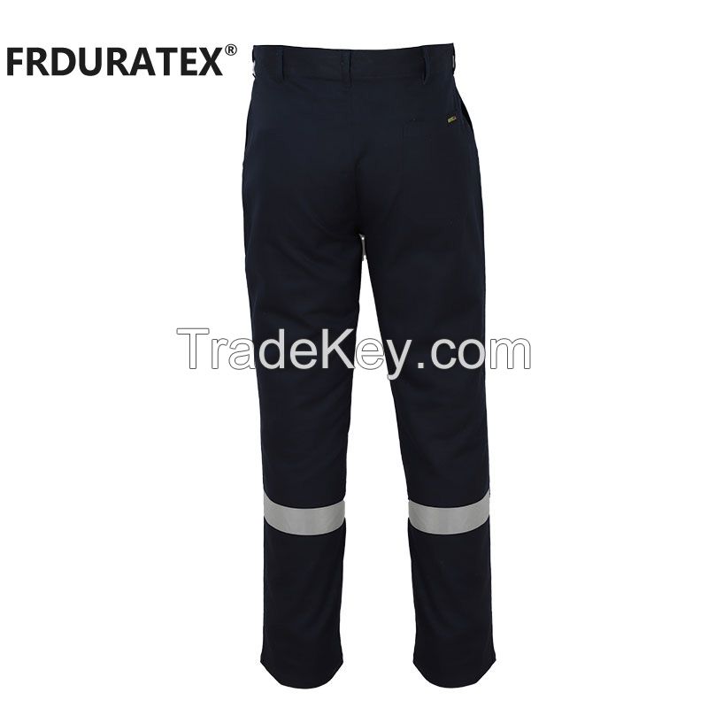 mens navy blue cotton stretch work wears  reflective tape fire resistant workwear safety pants