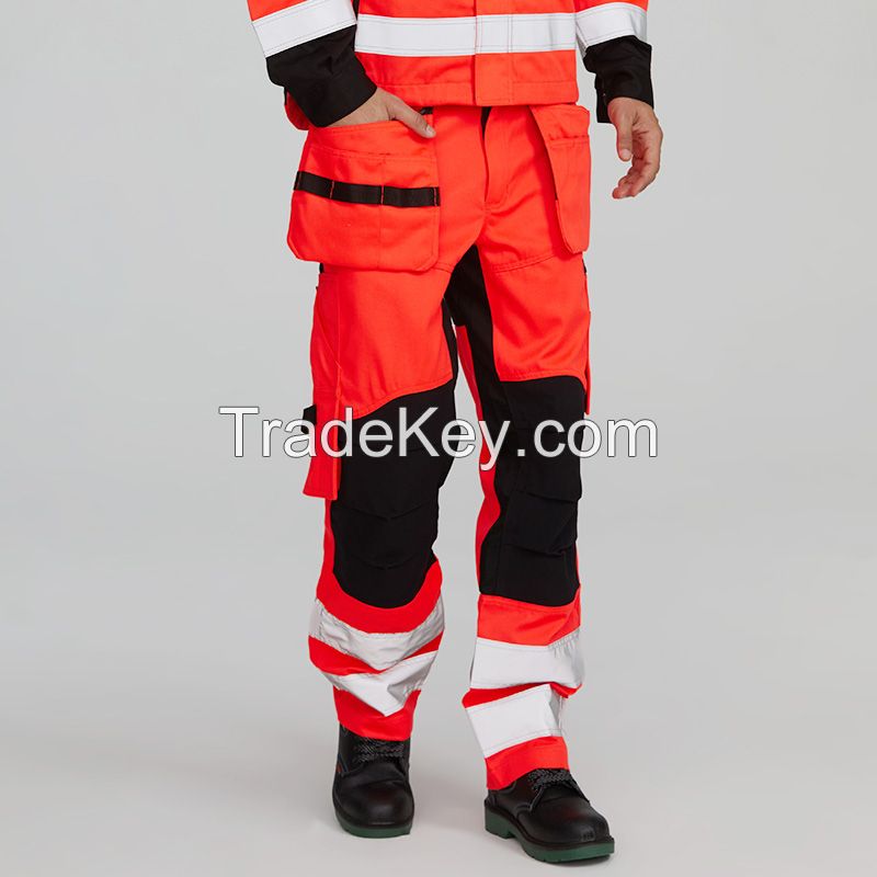 mens pants safety workwear clothes reflective construction cargo stretch work trousers multi pocket pants