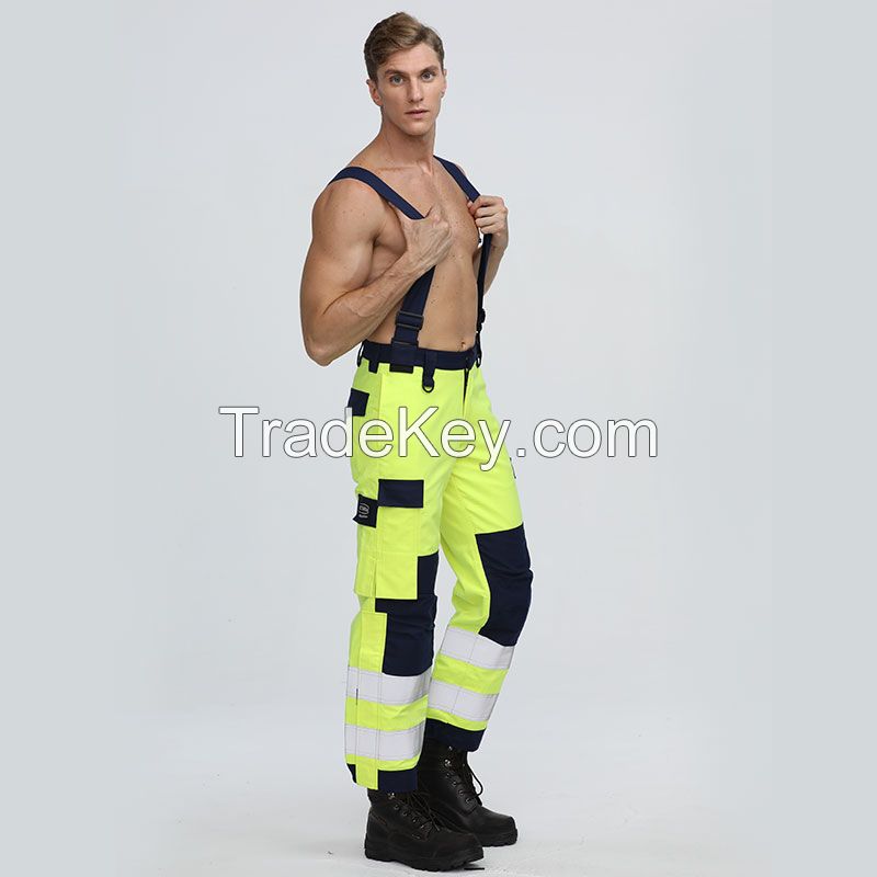 mens cotton workwear bib safety fire retardant mechanic work overalls for welding