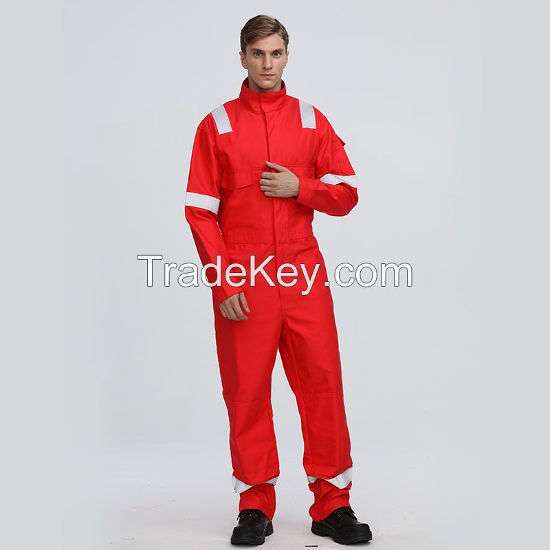 Customized offshore red anti fire resistant flame resistant mechanics welder fireproof safety fr coverall for oil and gas