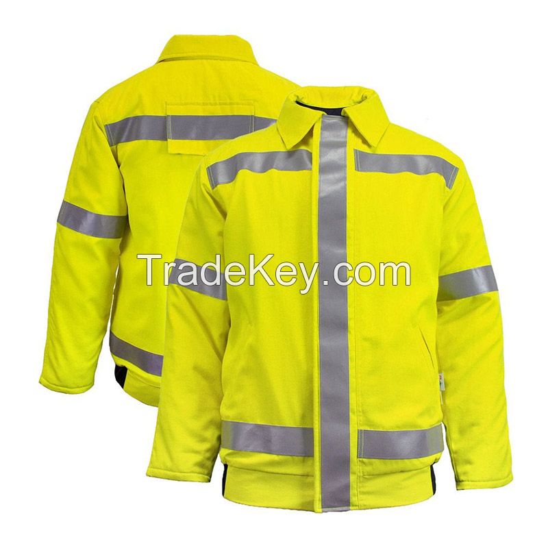 high viz yellow working wear safety jacket with reflective