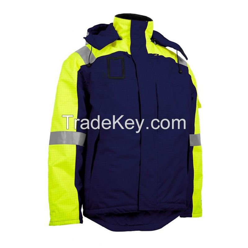 Wholesale fire proof work clothing reflective safety  winter jacket for men