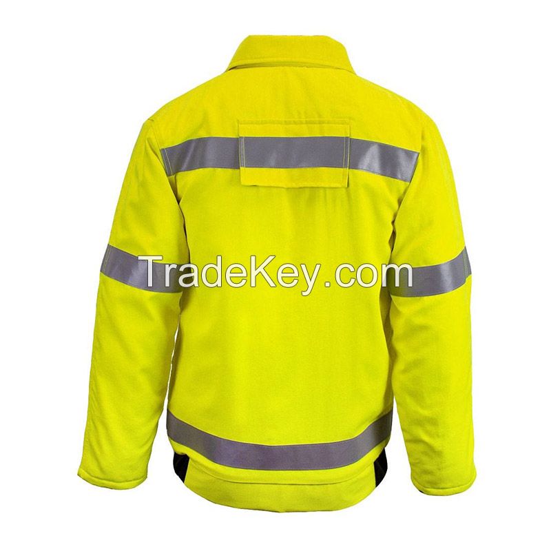 high viz yellow working wear safety jacket with reflective
