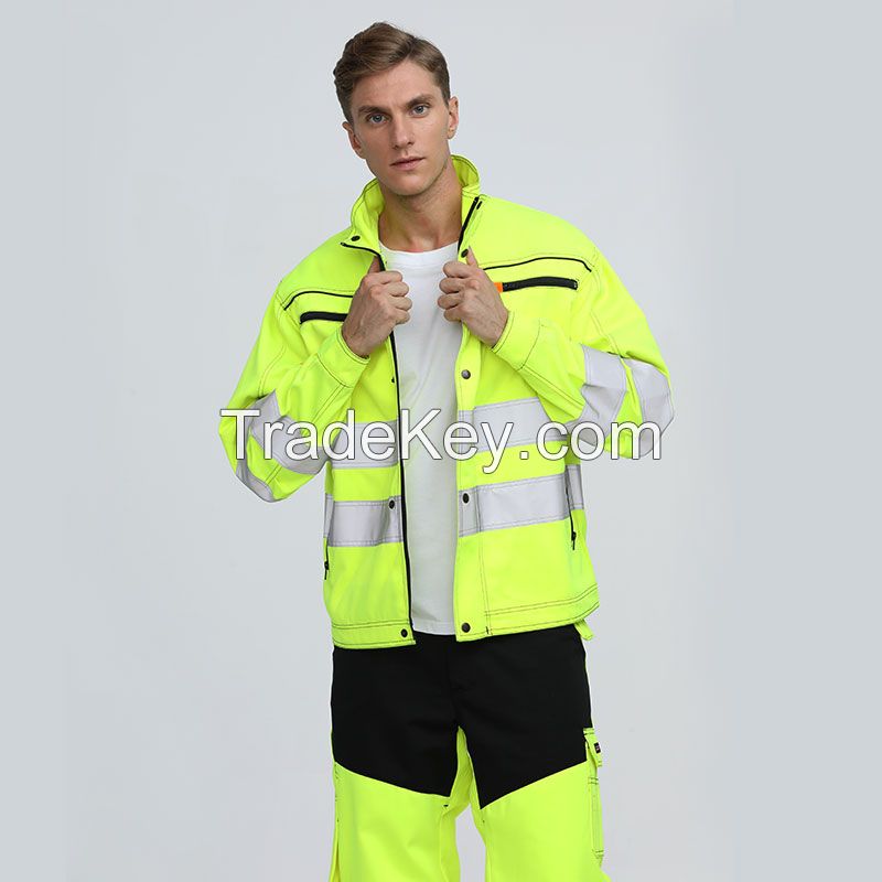 Reflective security high visibility construction work wear jacket