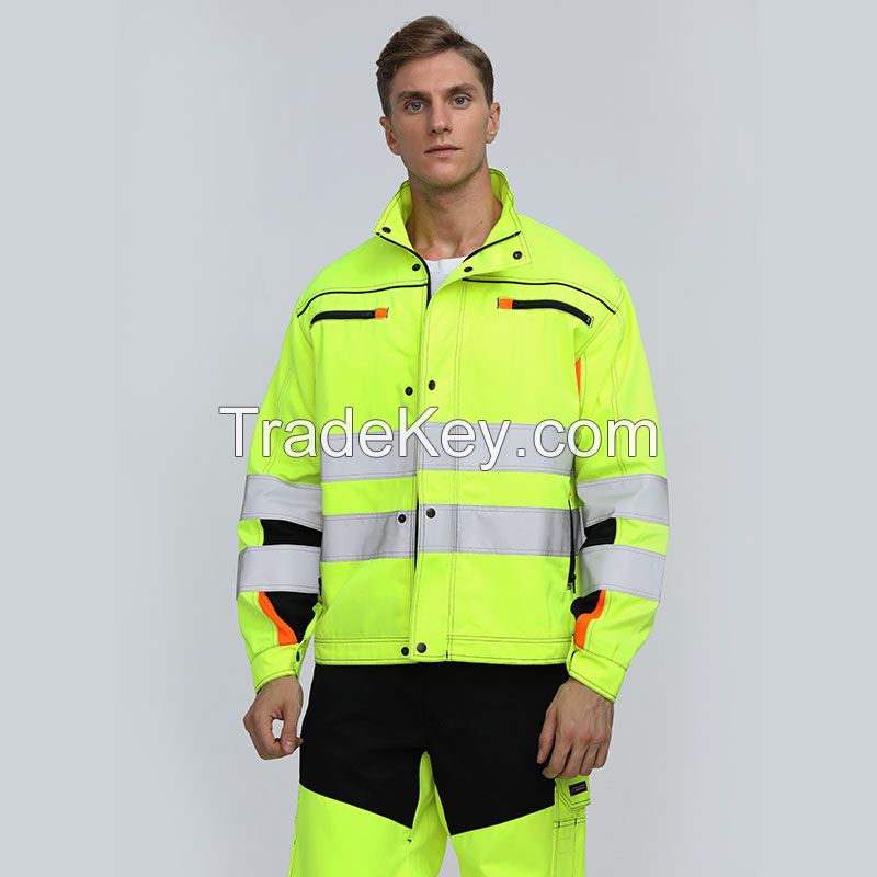 Reflective security high visibility construction work wear jacket