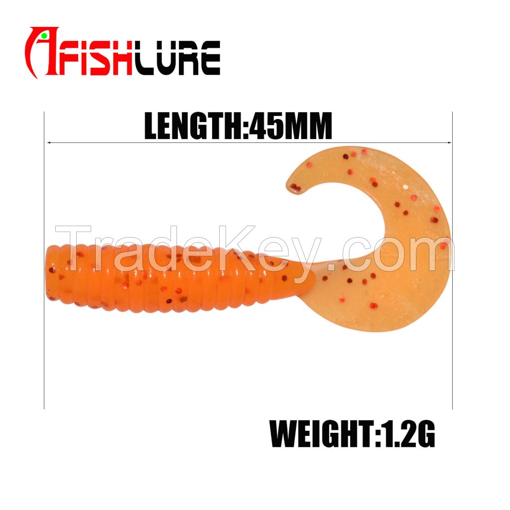 Luminous Curly Tail Soft Worm Bait