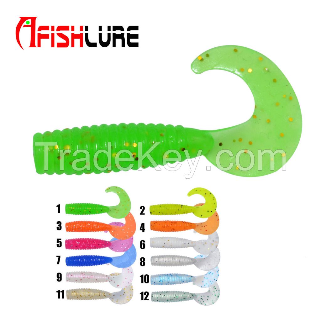 Luminous Curly Tail Soft Worm Bait