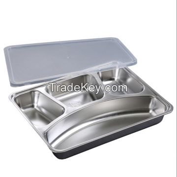 Compartment Plate 4 In 1 Stainless Steel Square Dinner Plate