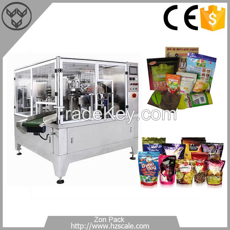 Multi function Multihead Weigher Pet Food Grain Peanut Dry Fruits Zipper Pouch Bag Rotary Packaging Machine
