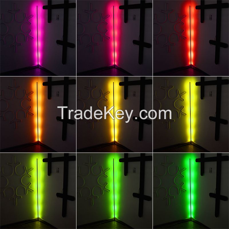 Creative Modern Color Changing Smart Wireless Wifi App Control Music RGB Wall Corner Led Floor Lamp for Bedroom
