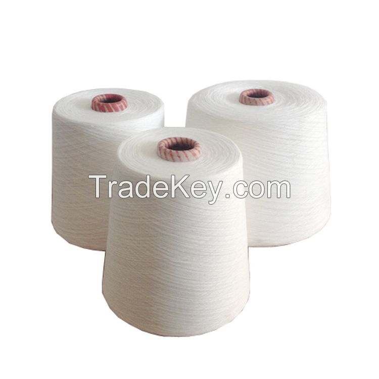high strength bleach white 100% spun polyester yarn on plastic cone