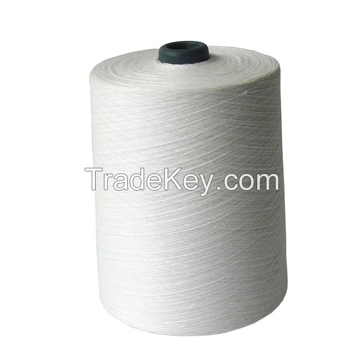 high strength bleach white 100% spun polyester yarn on plastic cone