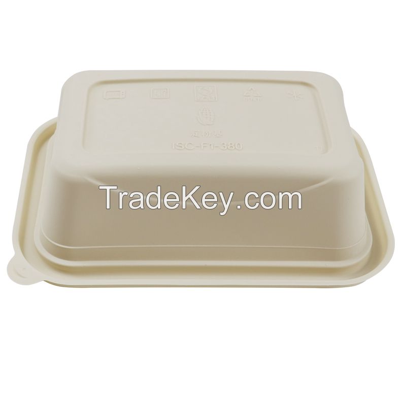 Disposable Food Containers Fast Meal Tray Biodegradable Lunch Box For Take away Corn Starch Container