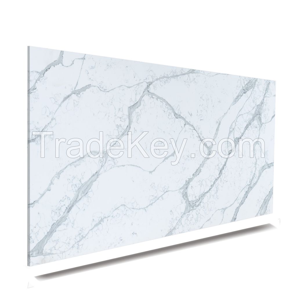 Largest Size White Calacatta Quartz Stone Slabs for Tops A5068