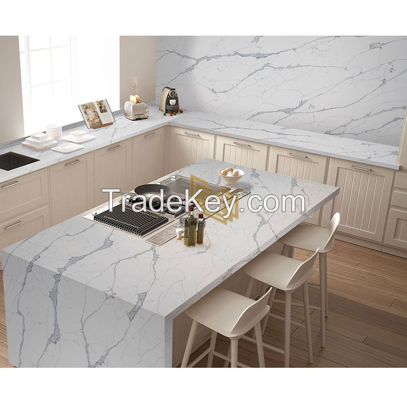 Modern Artificial Stone Pure White Quartz Stone Big Slabs for Counter Top NT409