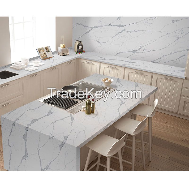 Modern Artificial Stone Pure White Quartz Stone Big Slabs for Counter Top NT409