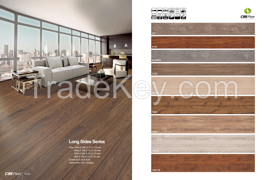 Hot selling long side series laminate flooring wear-resistant eco-friendly