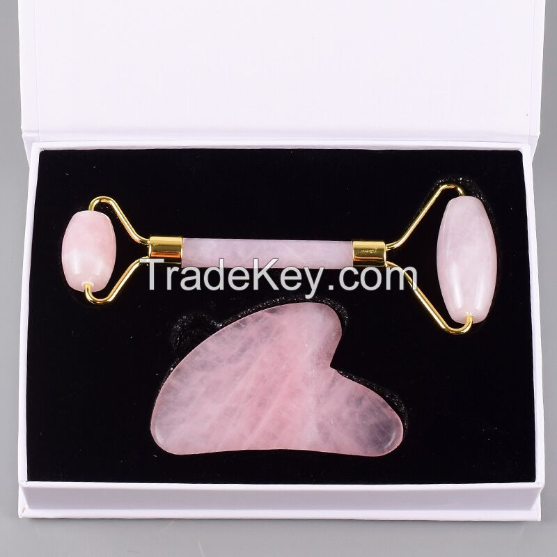 Rose Quartz Jade Roller set