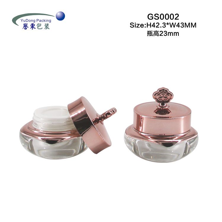 Personal Skin Care 5g Crown Shape acrylic Cream Jar, Plastic cosmetic Jar packaging with Rose Gold Cover
