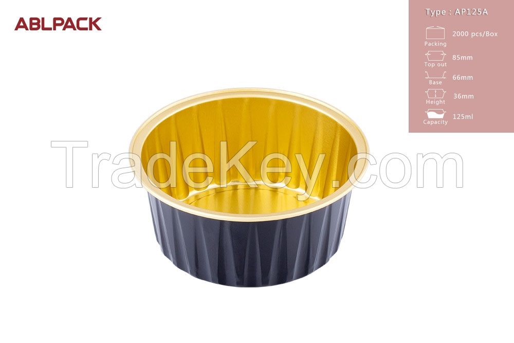 black gold smooth wall aluminium foil container with PET lid