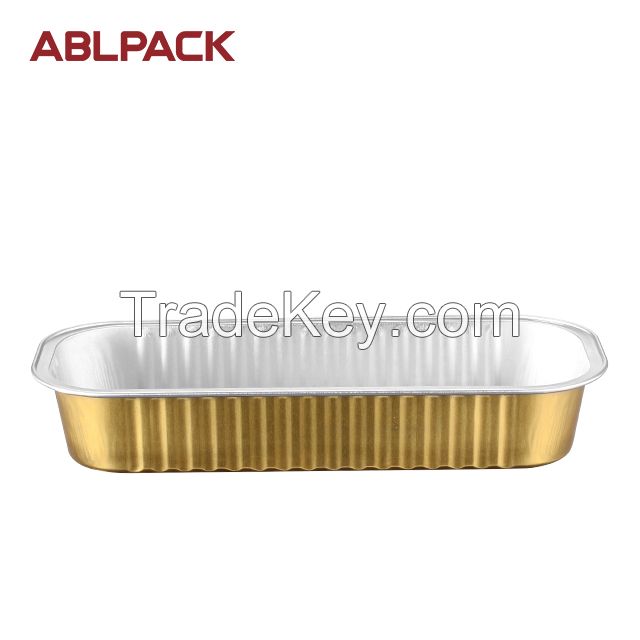 gold smooth wall aluminium foil container with PET lid