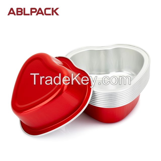 Red color cupcake cup aluminium foil container with PET lid