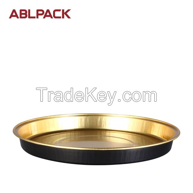 black gold round shape aluminium foil container with PET lid