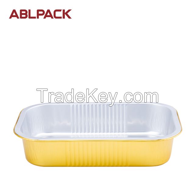 gold aluminium foil container with PET lid takeaway food