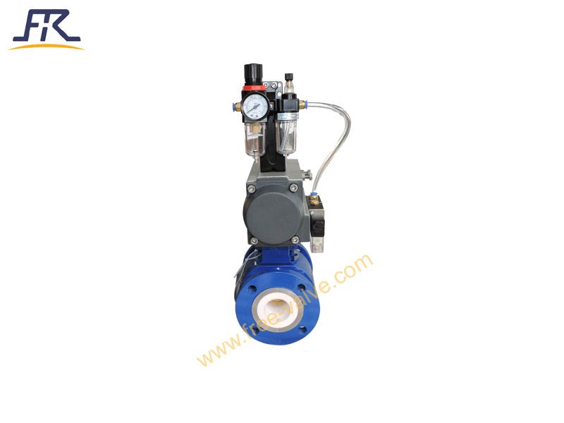 Corrosion Resistant SS304 CF8 Body double Flanged Pneumatic Ceramic Lined Ball Valve
