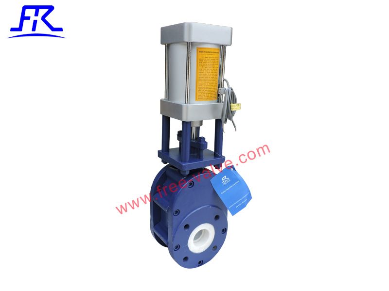 DN100 Pneumatic Resistant Ceramic Lined Double Disc Gate Valve For Dry Ash