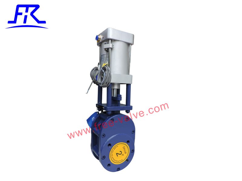DN80 PN10 Pneumatic Ceramic Lined Double Disc Gate Valve For Dry Ash