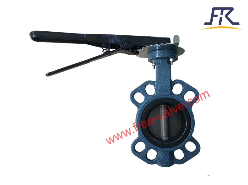 Lever operated Lug wafer type rubber lined butterfly valve