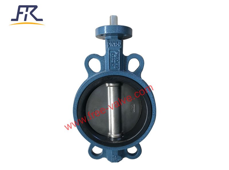 Lever operated wafer type rubber lined butterfly valve