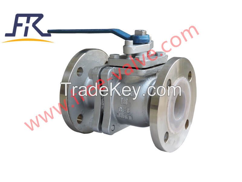 PFA Lined 2PC ball valve stainless steel CF8 body with manual operation