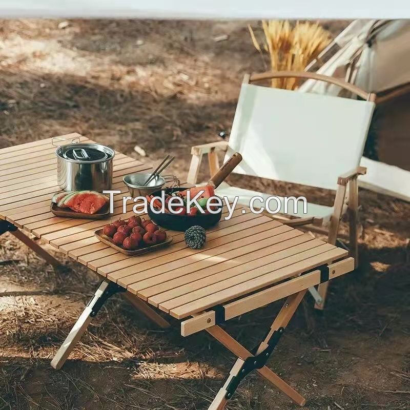 Aluminum Alloy Roll Camping Table wood grain